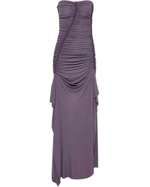 Christopher Esber Shibari Ruche Strapless Jersey Maxi Dress - Purple