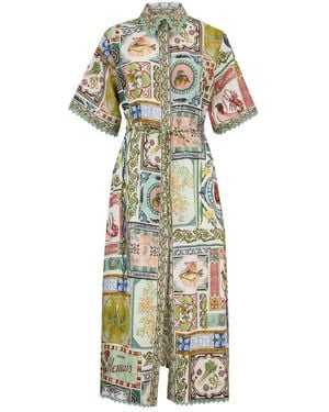 ALÉMAIS Tommasina Gewelfde Midi-Blousejurk - Groen