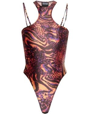 Versace Jeans Couture Animal-Print Bodysuit - Red