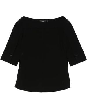 Theory Kurzärmelige Bluse - Schwarz