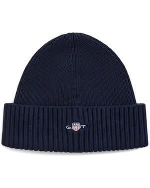 GANT Bonnet En Coton Mélangé À Logo - Bleu