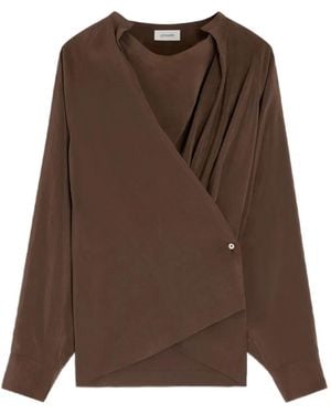 Lemaire Blusa Con Pieghe - Marrone