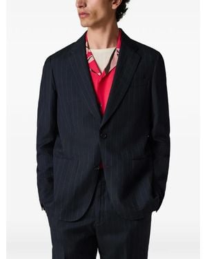 Paul Smith Wool-Linen Pinstripe Buggy-Lined Blazer - Blue