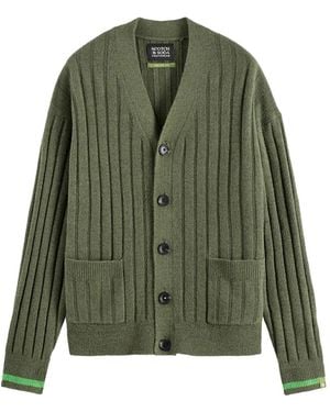 Scotch & Soda Ribbed-Knit Patch-Pocket Cardigan - Green