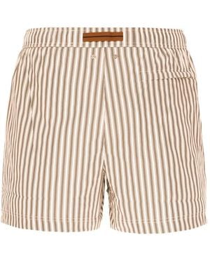 ZEGNA Striped Drawstring Swim-Shorts - Natural