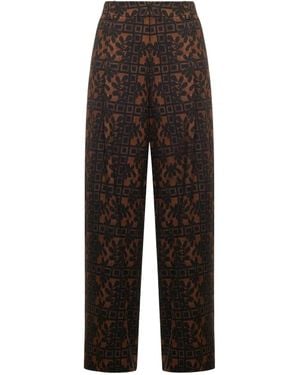 Pierre Louis Mascia Bundfaltenhose mit Blumen-Print - Braun