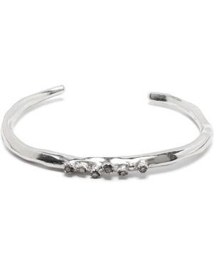 Rosa Maria Brazalete En Plata De Ley Con Diamantes - Blanco
