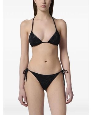 Philipp Plein Swimming Triangle Bra Monogram Strass - Black