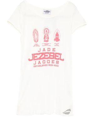 Jade Jagger T-Shirt Met Logoprint - Roze