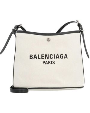 Balenciaga Logo Leather-trimmed Shoulder Bag - ナチュラル