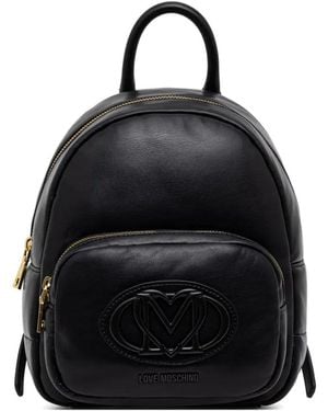 Love Moschino Quilted Logo-Patch Backpack - Black