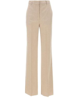 Max Mara Pinstripe Pleated Trousers - Natural