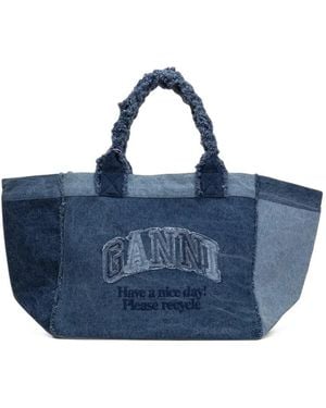 Ganni Xxl Trapeze Denim Tote Bag - Blue