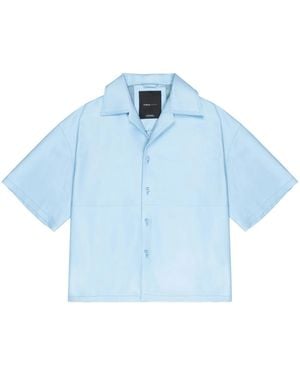 Purple Brand Boxy-Fit Nubuck Leather Shirt - Blue