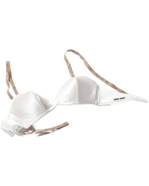 Miu Miu Logo-Patch Satin Bra - White