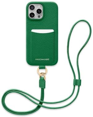 Maison De Sabre Sling Leather Iphone 16 Pro Max Phone Case - Green