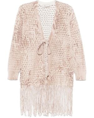 Blumarine Cardigan Mit Lochstrickmuster - Natur