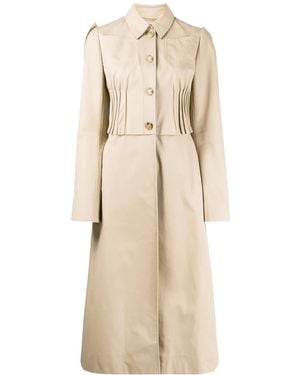 Nina Ricci Pleated Detail Flared Single-Breasted Coat - Natural