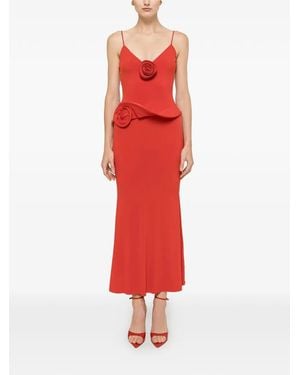 Nissa Robe Mi-Longue À Fleurs - Red