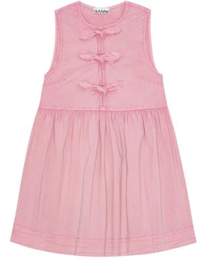 Ganni Vestido con lazo frontal - Rosa