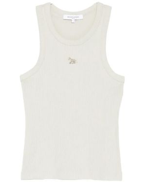Maison Kitsuné Baby Fox Ribbed Tank Top - White