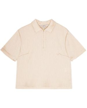Remain Zip-Front Textured Polo Top - Natural