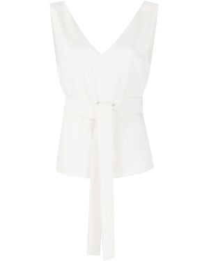 P.A.R.O.S.H. Top Smanicato Con Cintura - Bianco