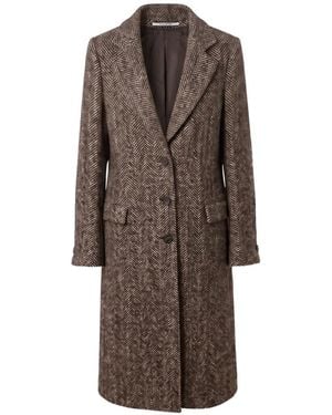 Tagliatore Herringbone-Pattern Wool Coat - Brown