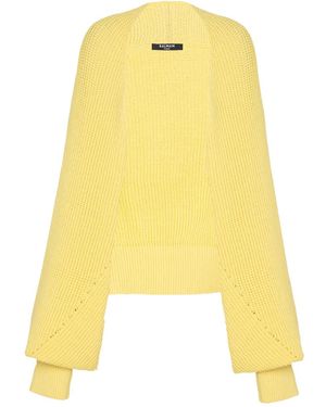 Balmain Ribbed Knit Cardigan - Yellow
