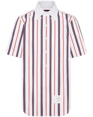 Thom Browne Repp Striped Poplin Shirt - Red
