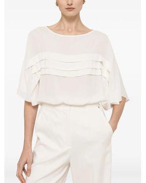 Nissa Pleat-Detail Chiffon Top - White