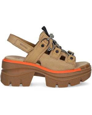 Sorel Lace-Up Platform Sandals - Brown