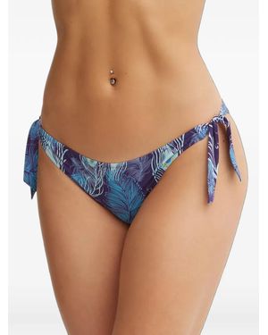 Vilebrequin Peacock-Print Side-Tie Bikini Bottoms - Blue