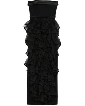 Viktor & Rolf Ruffled Strapless Maxi Dress - Black