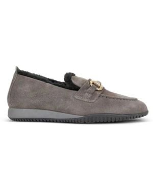 SERGIO MORETTI FIRENZE Shearling-Trim Loafers - Grey