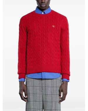 Valentino Garavani Vロゴ ケーブルニットセーター - レッド