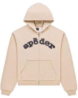 Sp5der Rhinestone-Embellished Logo-Print Hoodie - Natural