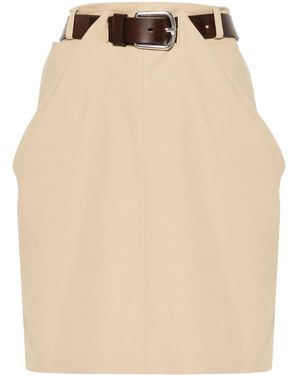 Loewe High-Waist Draped Miniskirt - Natural