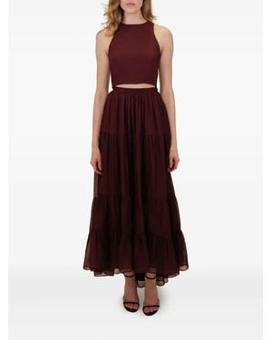 Azeeza Falda midi a capas - Rojo