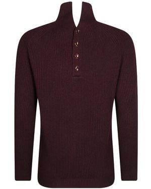 Dondup Embellished-Button Ribbed-Knit Sweater - Purple