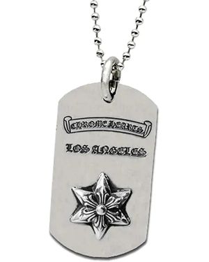 Chrome Hearts Raised Star Dog Tag Necklace - Grey