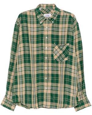 LC23 Check-Pattern Button-Down Shirt - Green