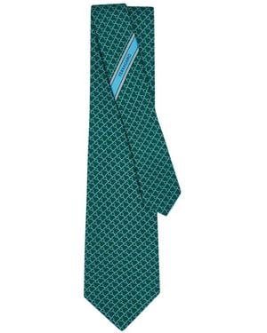 Ferragamo Square-Print Silk Tie - Green