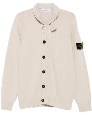 Stone Island Button-Fastening Patch-Pocket Cardigan - Natural