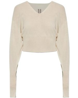 Rick Owens Pull Crop À Col V - Blanc