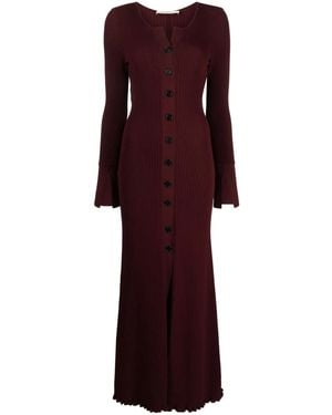 Philosophy Di Lorenzo Serafini Long-Sleeve Ribbed-Knit Long Dress - Purple