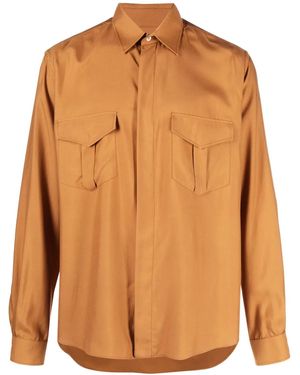 Bally Pointed-Collar Silk Shirt - Orange