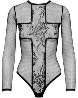 Scandale Cross-Panelled Bodysuit - Grey