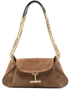 Tom Ford Mittelgroße Tote Bag Mit T-Beschlägen - Braun