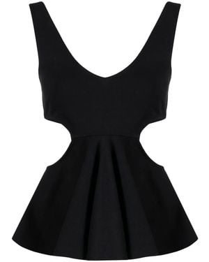 Goen.J Cut-Out Ruffled Top - Black